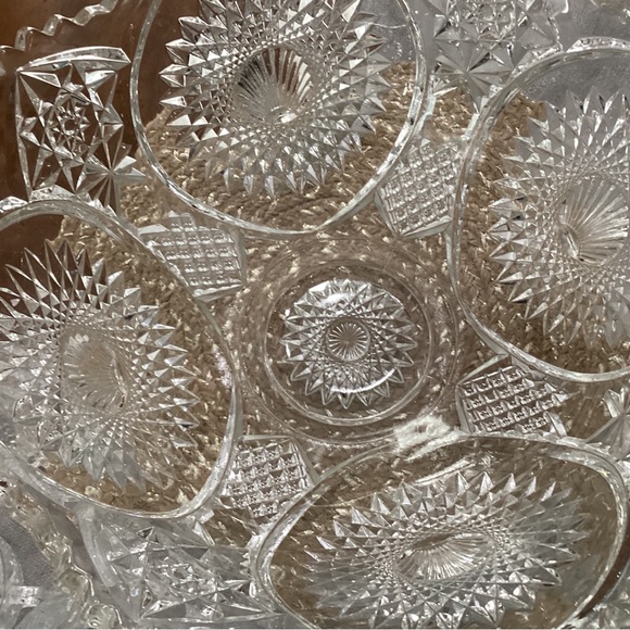 Homestead Clear Punch Bowl & 10 Punch Cups By Duncan & Miller - Picture 5 of 8